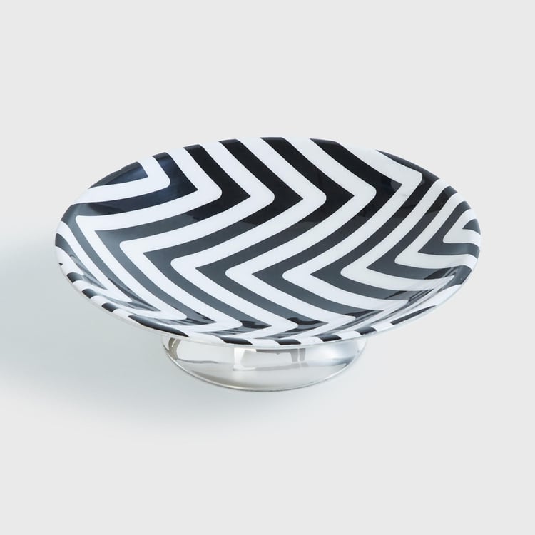 Andrey Black and White Printed Metal Soap Dish