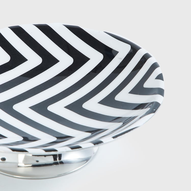 Andrey Black and White Printed Metal Soap Dish