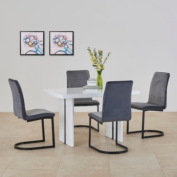 Polaris 4-Seater Dining Set with Chairs - Grey and White