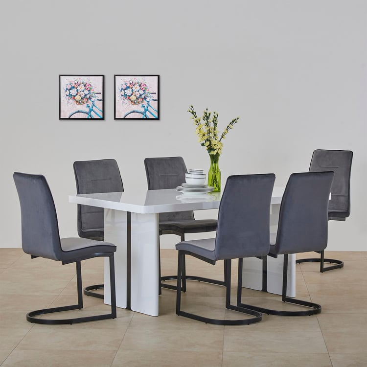 Polaris 6-Seater Dining Set with Chairs - White and Grey