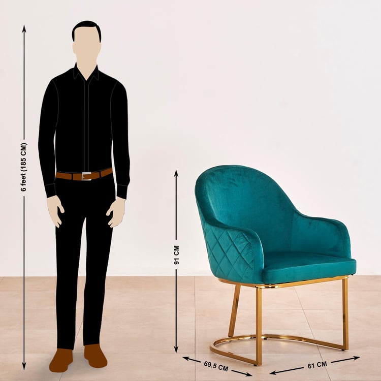 Monarch Blue and Black Glass Top 6- Seater Dining Table Set with 4 Chairs and 1 Bench