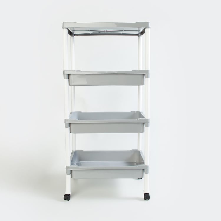 Tranzit Polypropylene 4-Tier Organiser Rack with Wheels