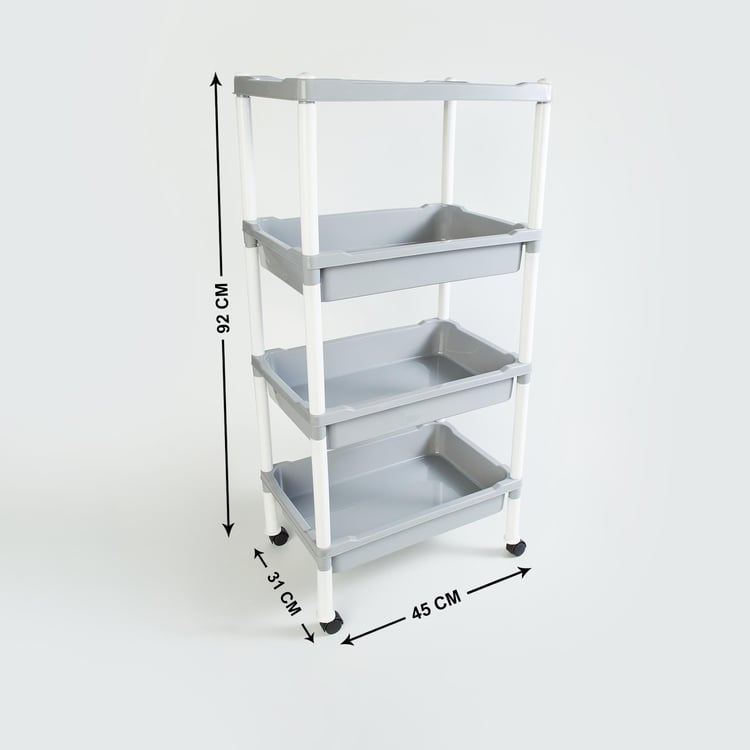 Tranzit Polypropylene 4-Tier Organiser Rack with Wheels