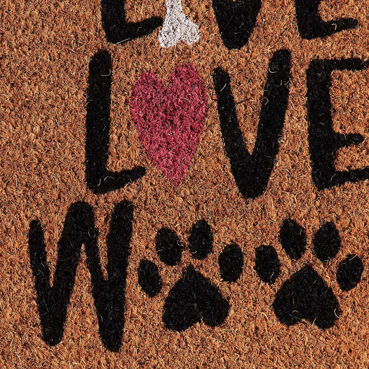 Corsica Live Love Woof Coir Printed Doormat - 40x60cm