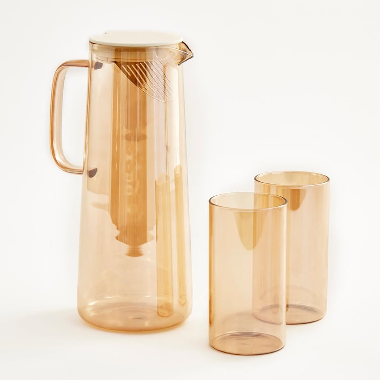 Showstopper Seong Amber Glass Drinkware Set - 3Pcs