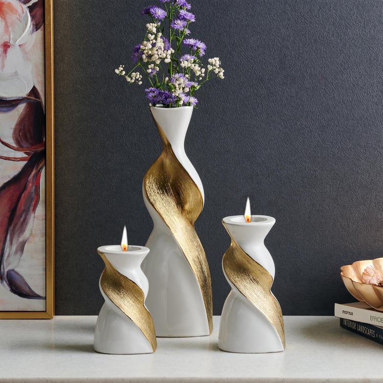 Fantasy Set of 3 Porcelain Vase and T-Light Holder