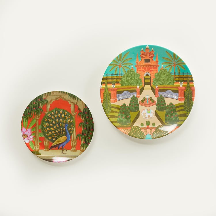 Artesia Multicolour Printed Melamine Wall Plate - Set of 2