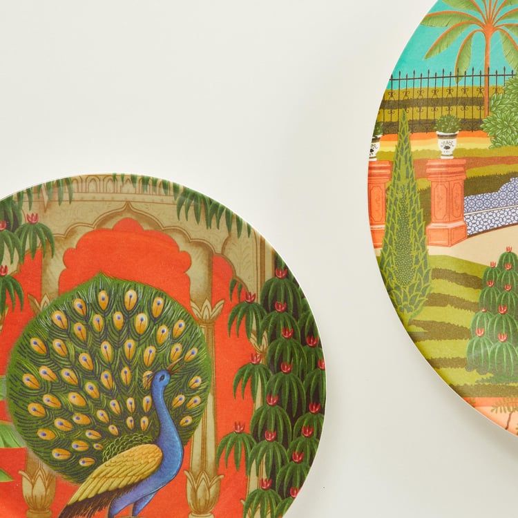 Artesia Multicolour Printed Melamine Wall Plate - Set of 2