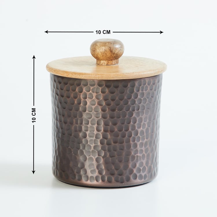 Mirage Aluminium Hammered Canister with Wooden Lid - 500ml