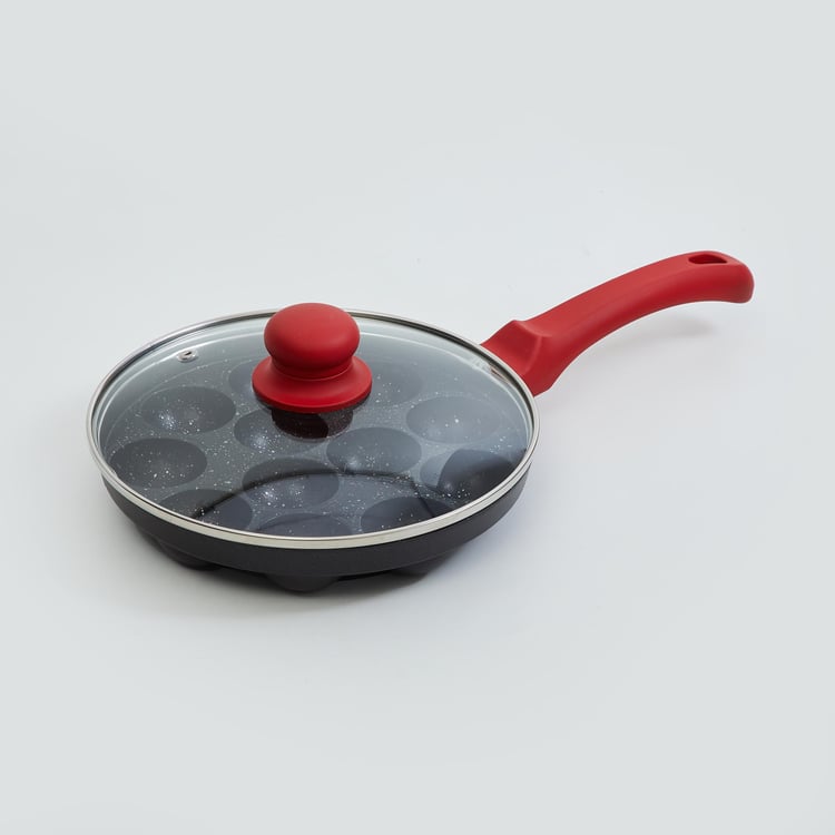 Bentle Aluminium Paniyaram Pan with Glass Lid - 20cm