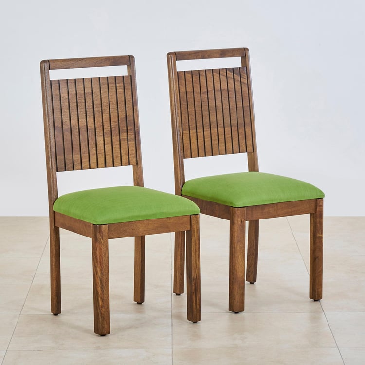 Olivia Set of 2 Mango Wood Dining Chairs - Brown