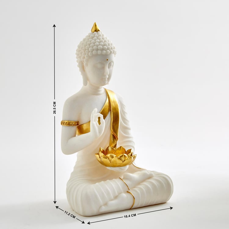 Noor Polyresin Buddha Figurine with T-Light Holder