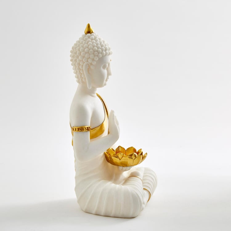 Noor Polyresin Buddha Figurine with T-Light Holder