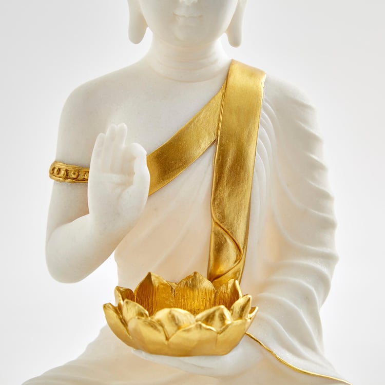 Noor Polyresin Buddha Figurine with T-Light Holder