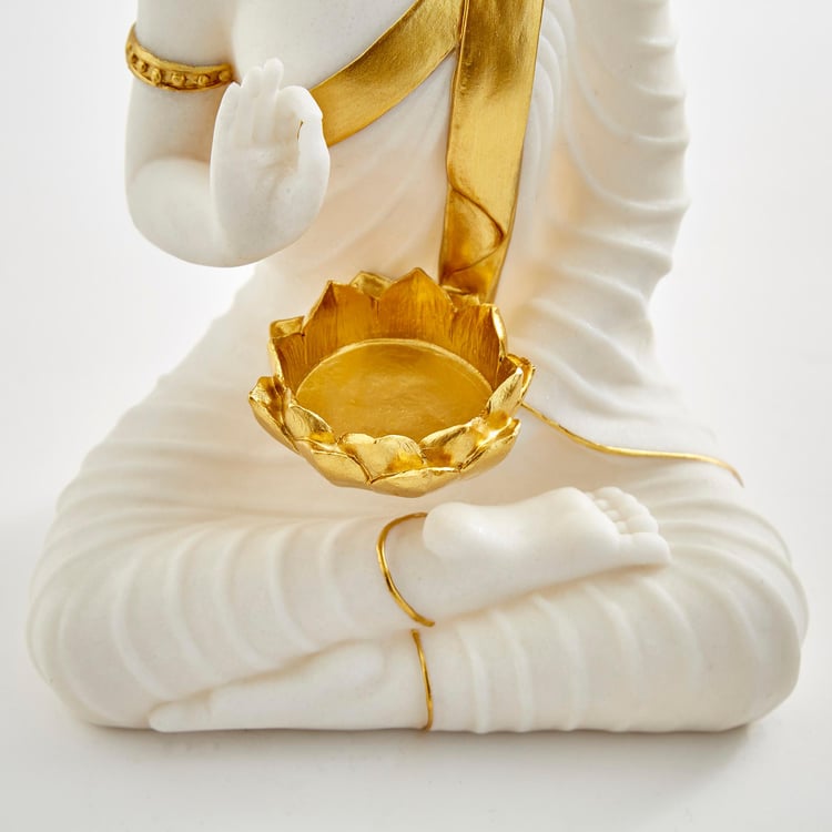 Noor Polyresin Buddha Figurine with T-Light Holder