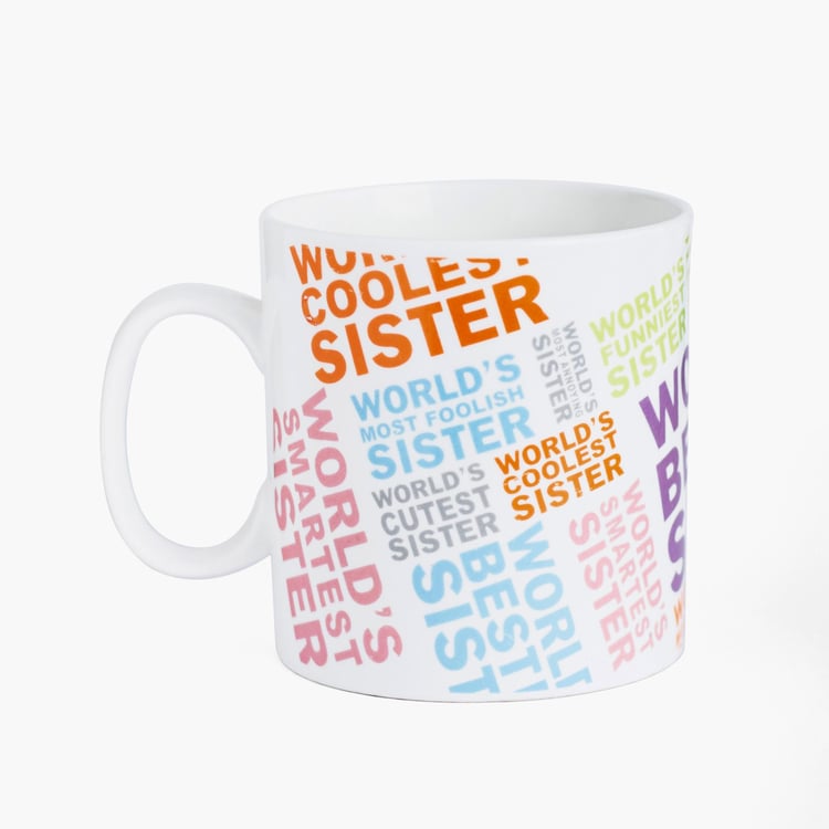 CLAY CRAFT Multicolour Best Sister Quotes Ceramic Milk Mug - 400ml