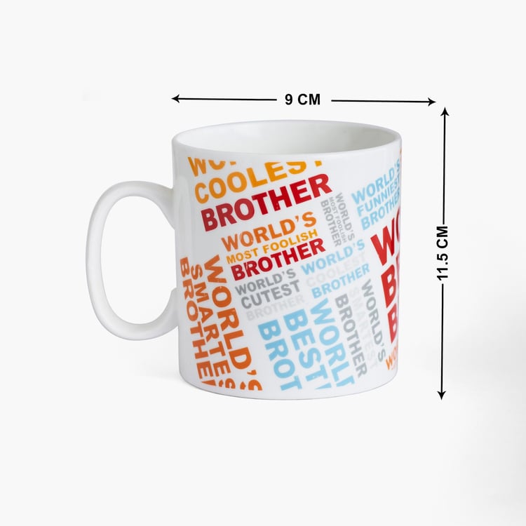 CLAY CRAFT Multicolour Best Brother Printed Ceramic Milk Mug - 400ml