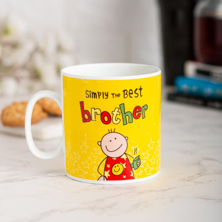 CLAY CRAFT Yellow Quotes Printed Ceramic Milk Mug - 400ml