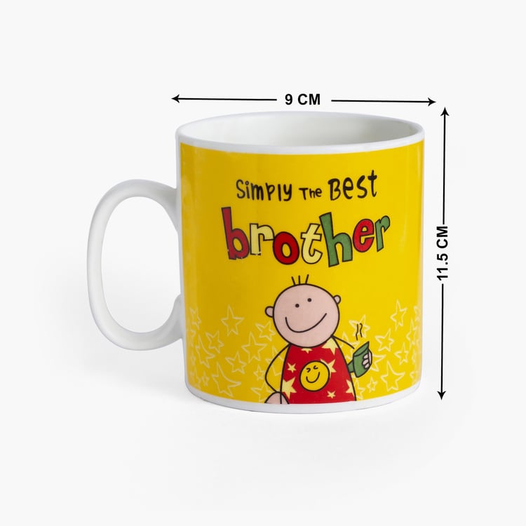 CLAY CRAFT Yellow Quotes Printed Ceramic Milk Mug - 400ml