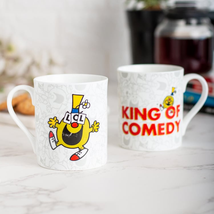 CLAY CRAFT Multicolour Printed Ceramic Milk Mug - 370ml - Set Of 2