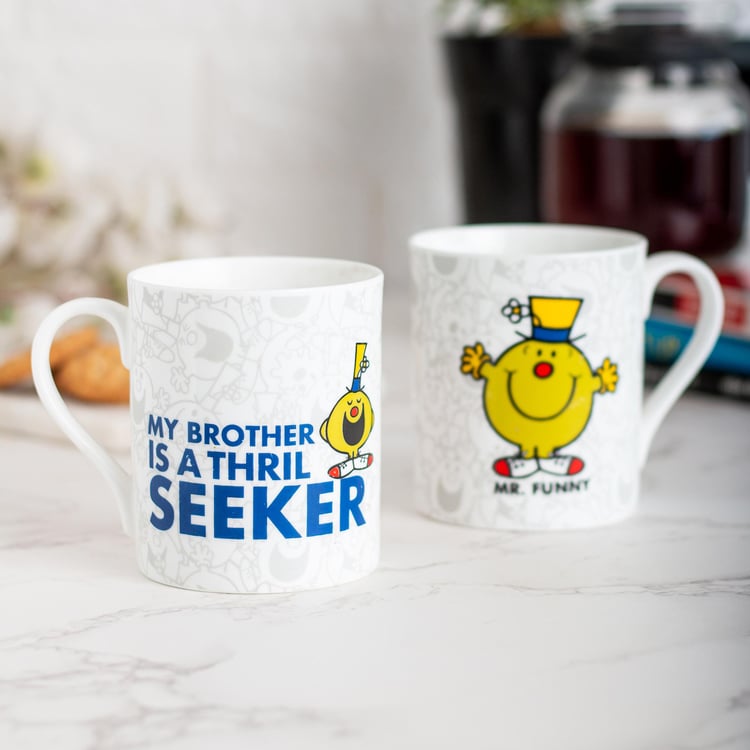 CLAY CRAFT Multicolour Printed Ceramic Milk Mug - 370ml - Set Of 2