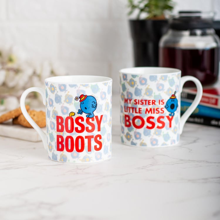 CLAY CRAFT Multicolour Printed Ceramic Milk Mug - 370ml - Set Of 2