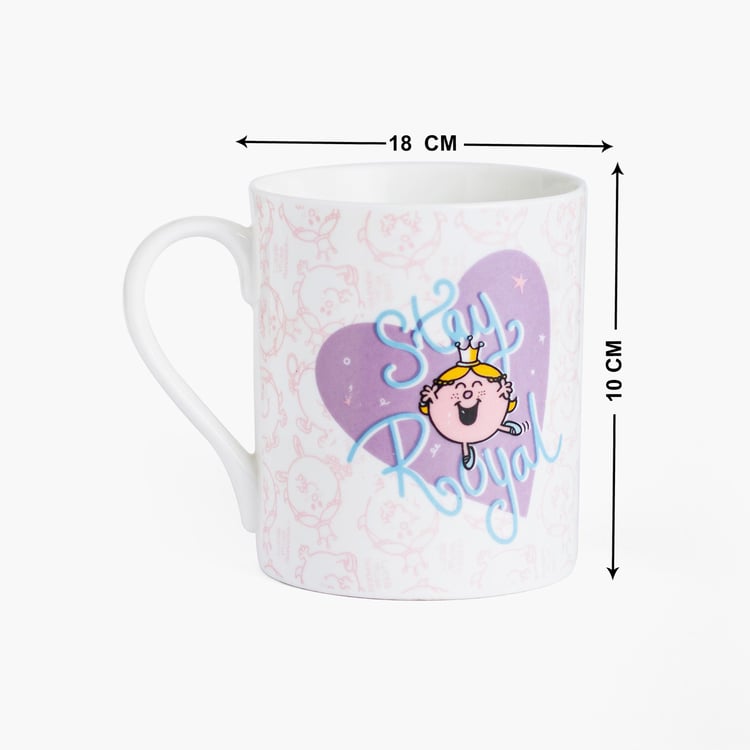 CLAY CRAFT White Printed Little Miss Sister Royal Princess Bone China Milk Mug - Set of 2