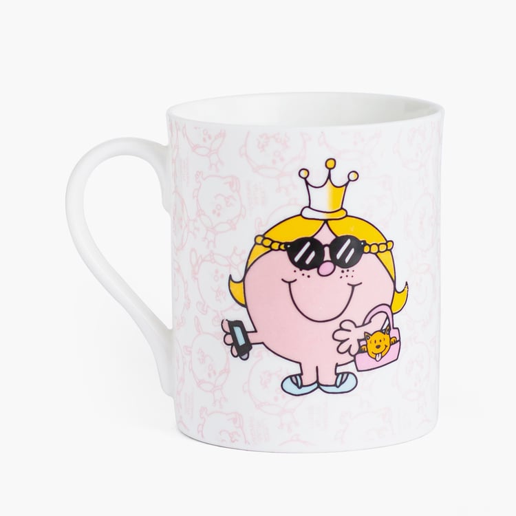 CLAY CRAFT White Printed Little Miss Sister Royal Princess Bone China Milk Mug - Set of 2