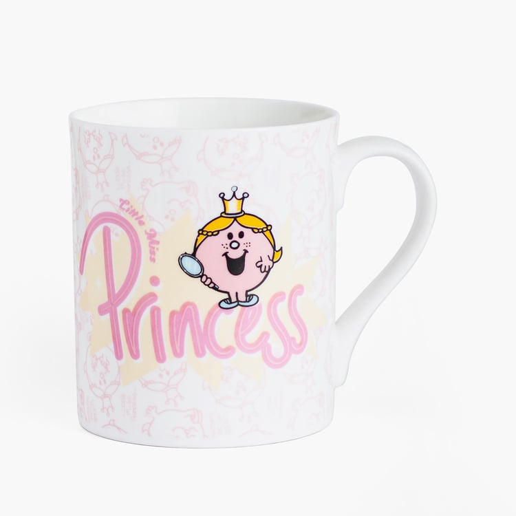 CLAY CRAFT White Printed Little Miss Sister Royal Princess Bone China Milk Mug - Set of 2