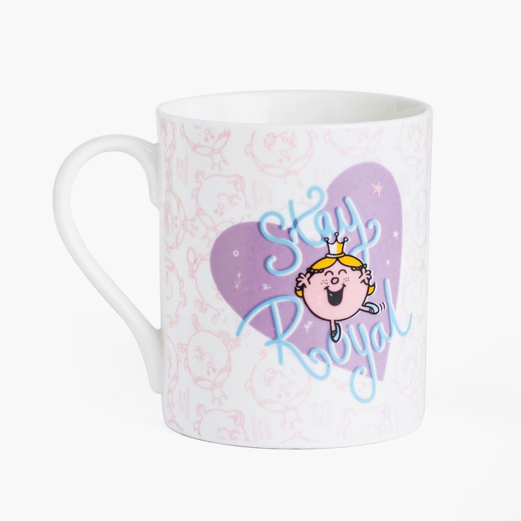 CLAY CRAFT White Printed Little Miss Sister Royal Princess Bone China Milk Mug - Set of 2