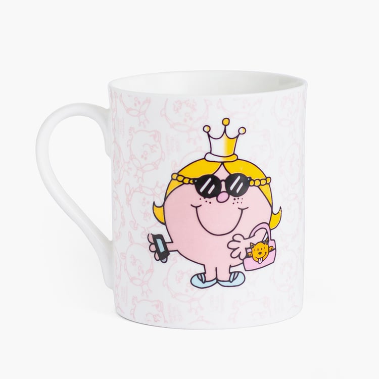 CLAY CRAFT White Printed Little Miss Sister Royal Princess Bone China Milk Mug - Set of 2