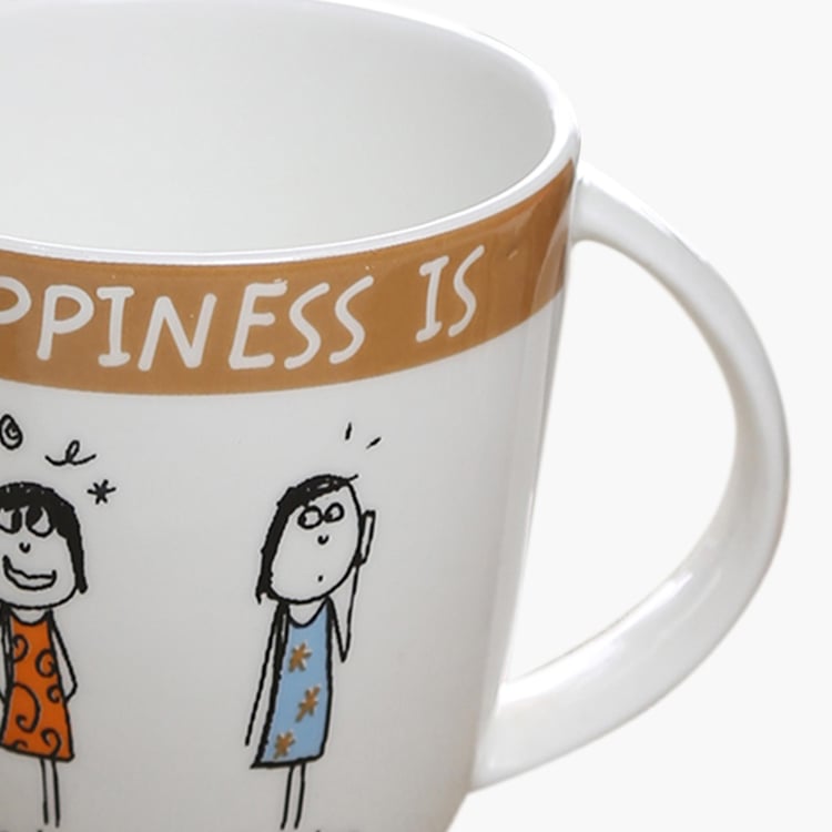 CLAY CRAFT White Printed Happiness Is Having A Weird Sister Bone China Milk Mug - 300ml