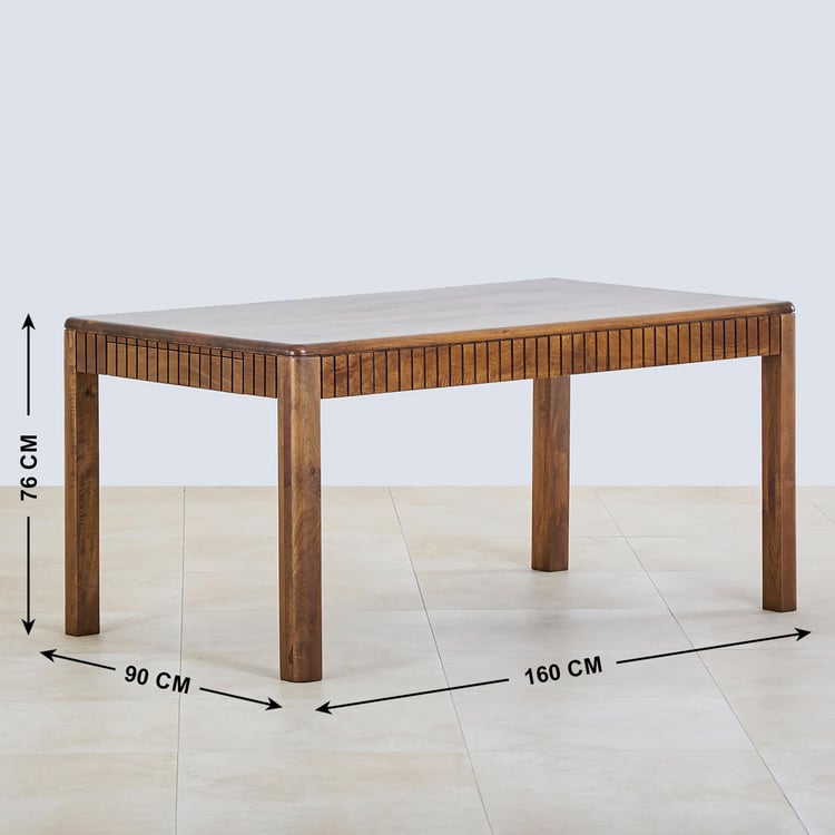 Olivia Mango Wood 6-Seater Dining Set with Chairs and Bench - Brown