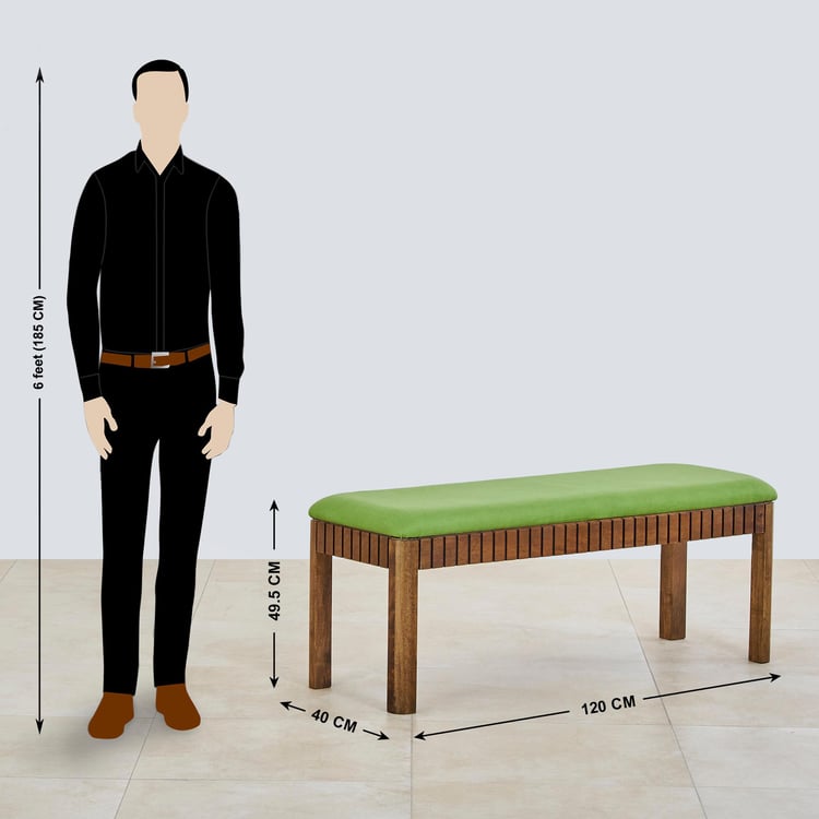 Olivia Mango Wood 6-Seater Dining Set with Chairs and Bench - Brown