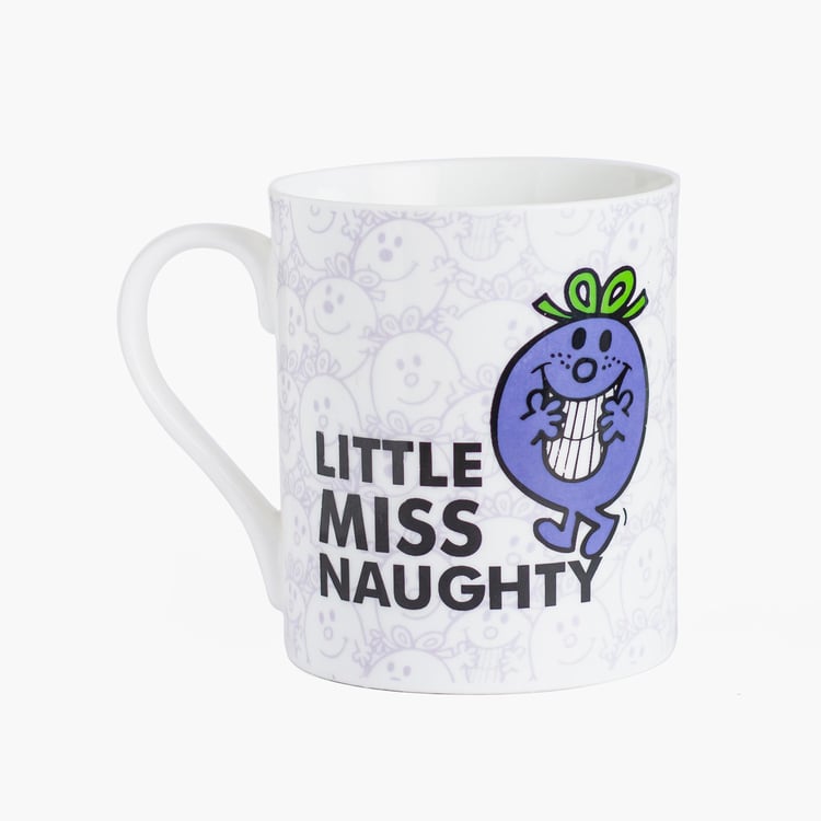 CLAY CRAFT Multicolour Printed Little Miss Sister Rule Breaking Bone China Mugs - Set of 2