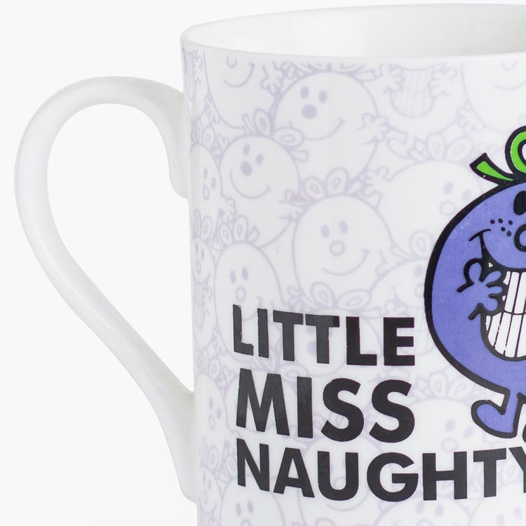 CLAY CRAFT Multicolour Printed Little Miss Sister Rule Breaking Bone China Mugs - Set of 2