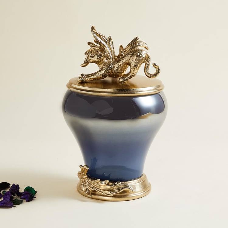 Eternity Glass and Metal Leopard Decorative Canister