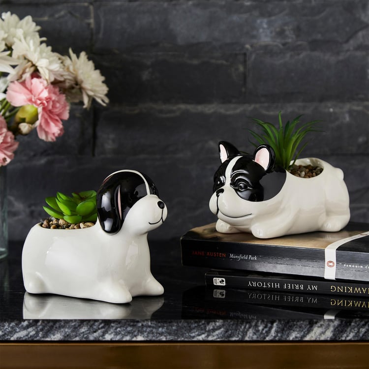 Soil Mates Set of 2 Ceramic Dog Planters