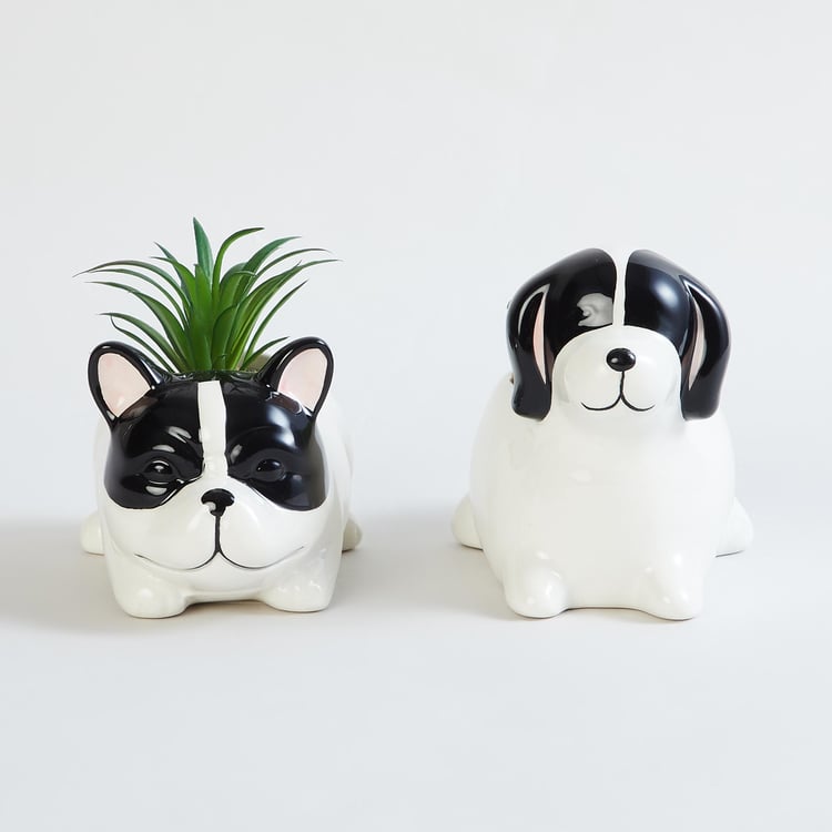 Soil Mates Set of 2 Ceramic Dog Planters