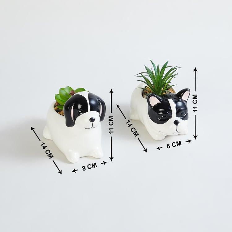 Soil Mates Set of 2 Ceramic Dog Planters