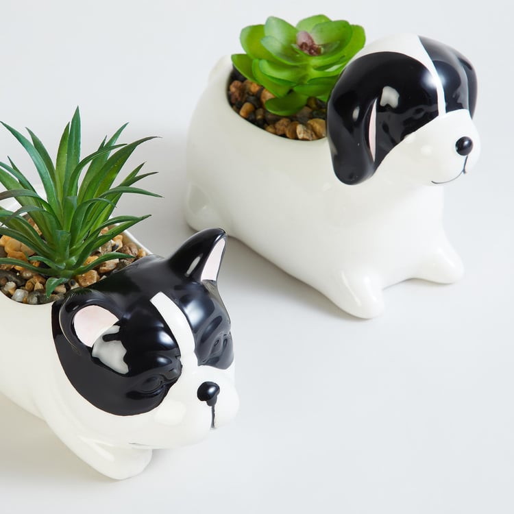 Soil Mates Set of 2 Ceramic Dog Planters