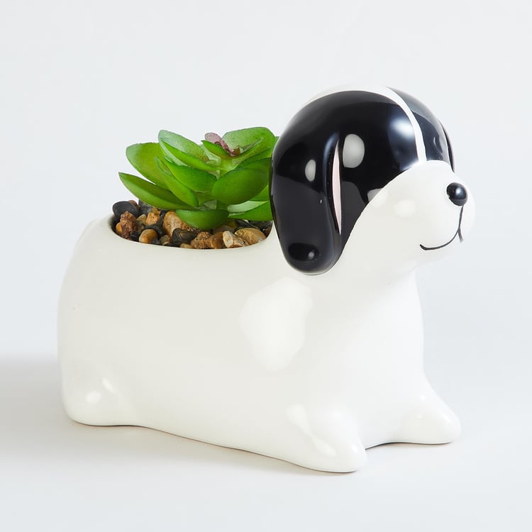 Soil Mates Set of 2 Ceramic Dog Planters