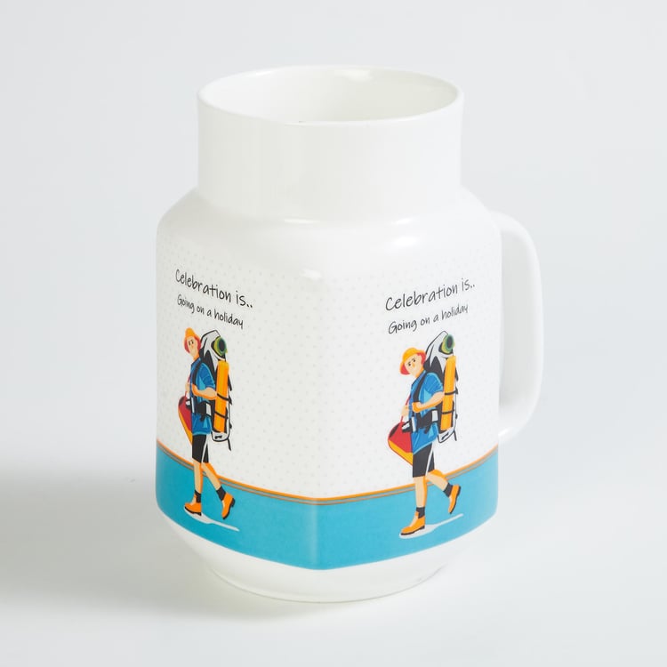 Celebrations White Printed Bone China Mason Mug - 560ml - Set Of 4