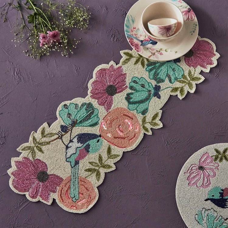 Moksha Bird Beaded Table Runner