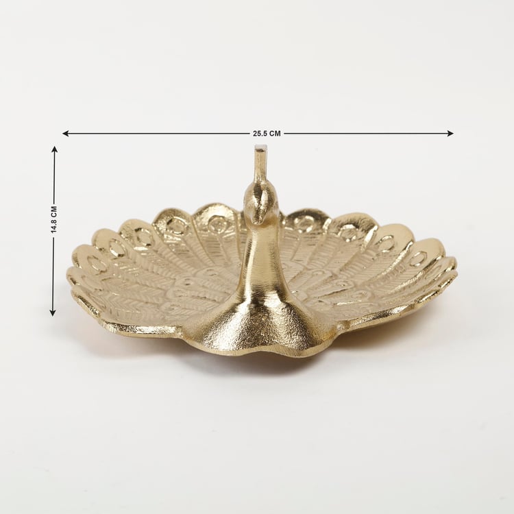 Vrindawan Aluminium Peacock Decorative Platter