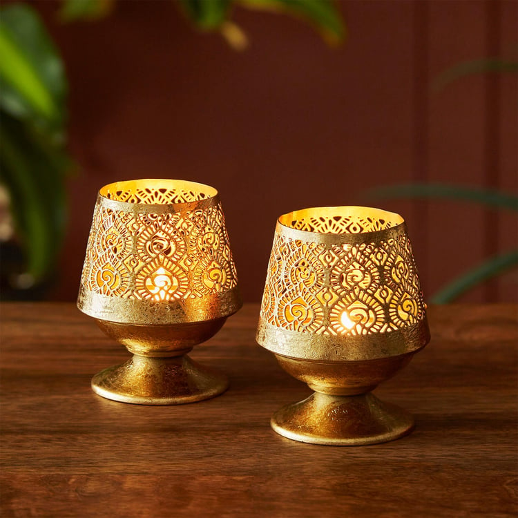 Corsica Shalimar Set of 2 Metal T-Light Holders