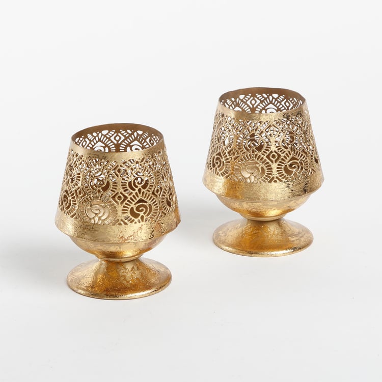 Corsica Shalimar Set of 2 Metal T-Light Holders