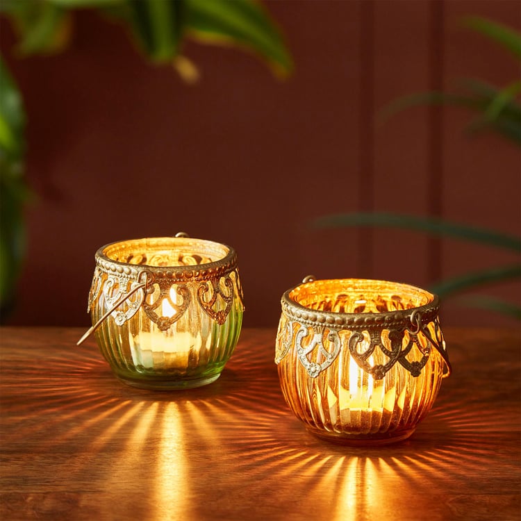 Shalimar Set of 2 Glass T-Light Holders