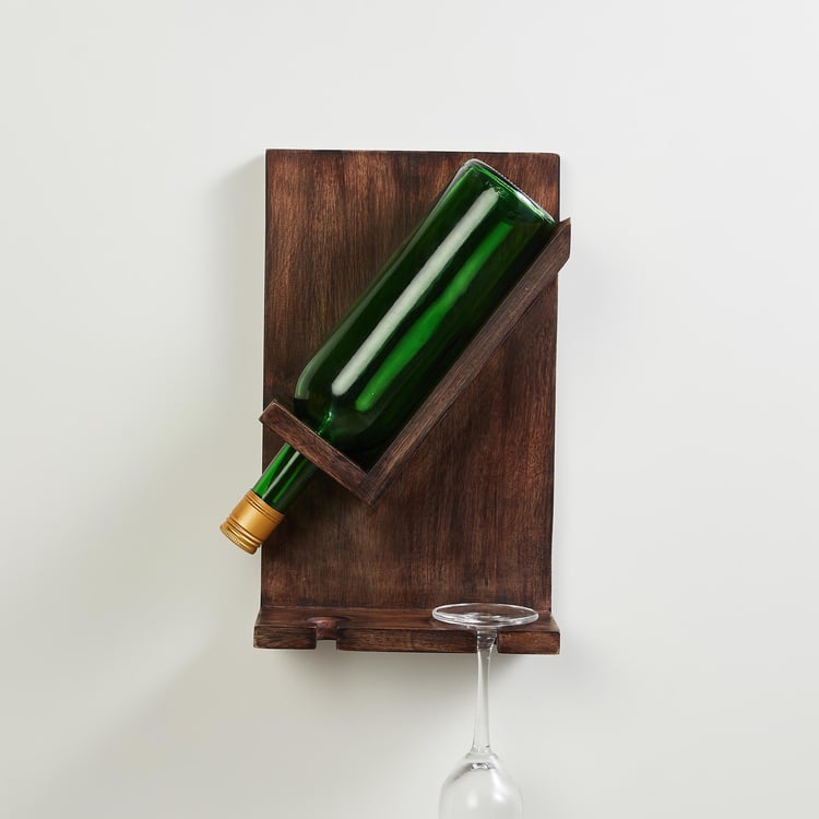 Wexford Wood Wall Mounted Wine Bottle and Glass Rack
