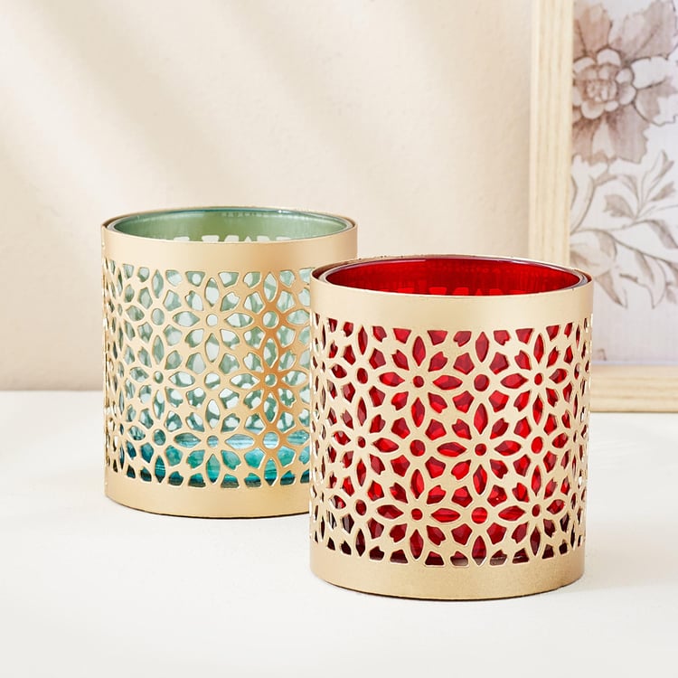 Raga Set of 2 Metal Votive Holders